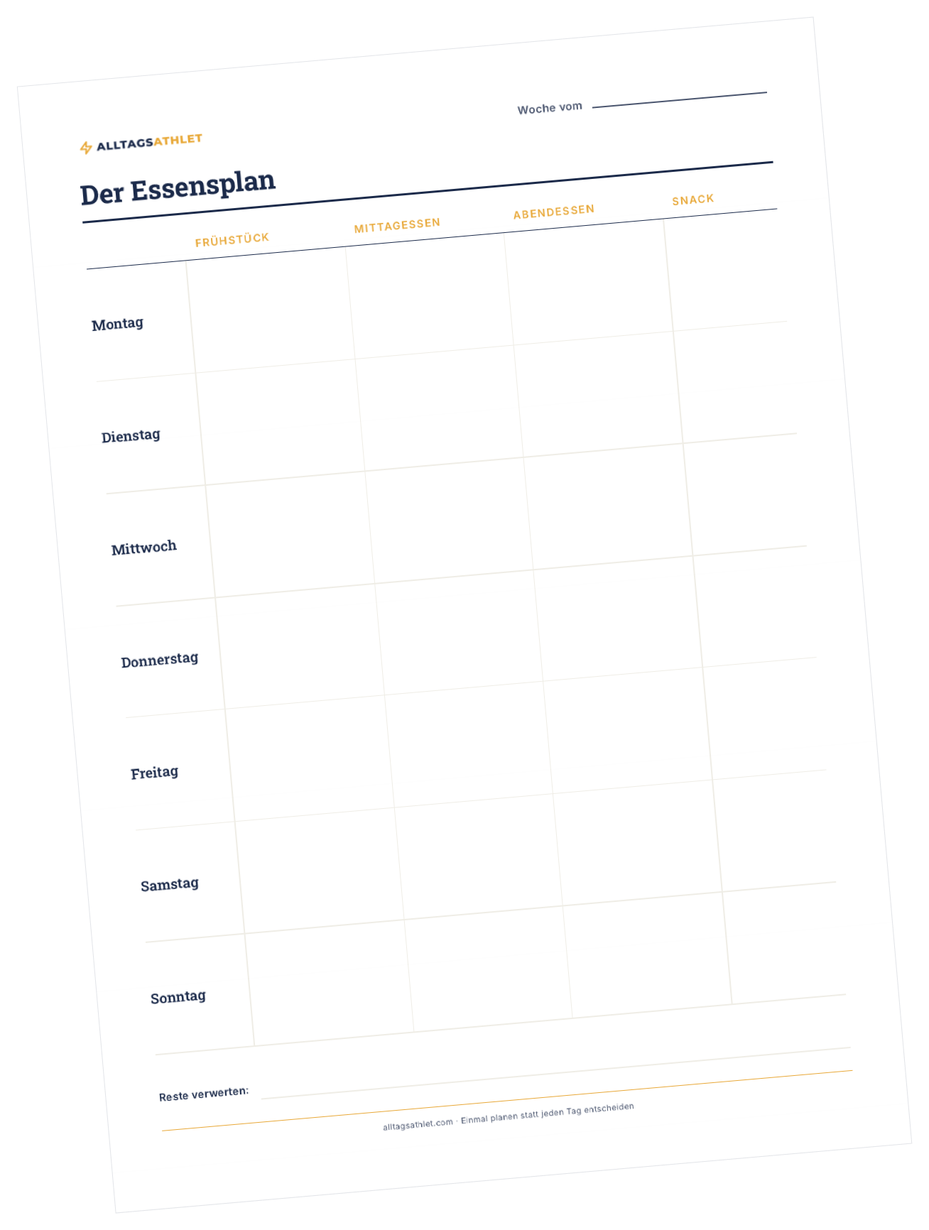 Essensplan Vorlage als PDF