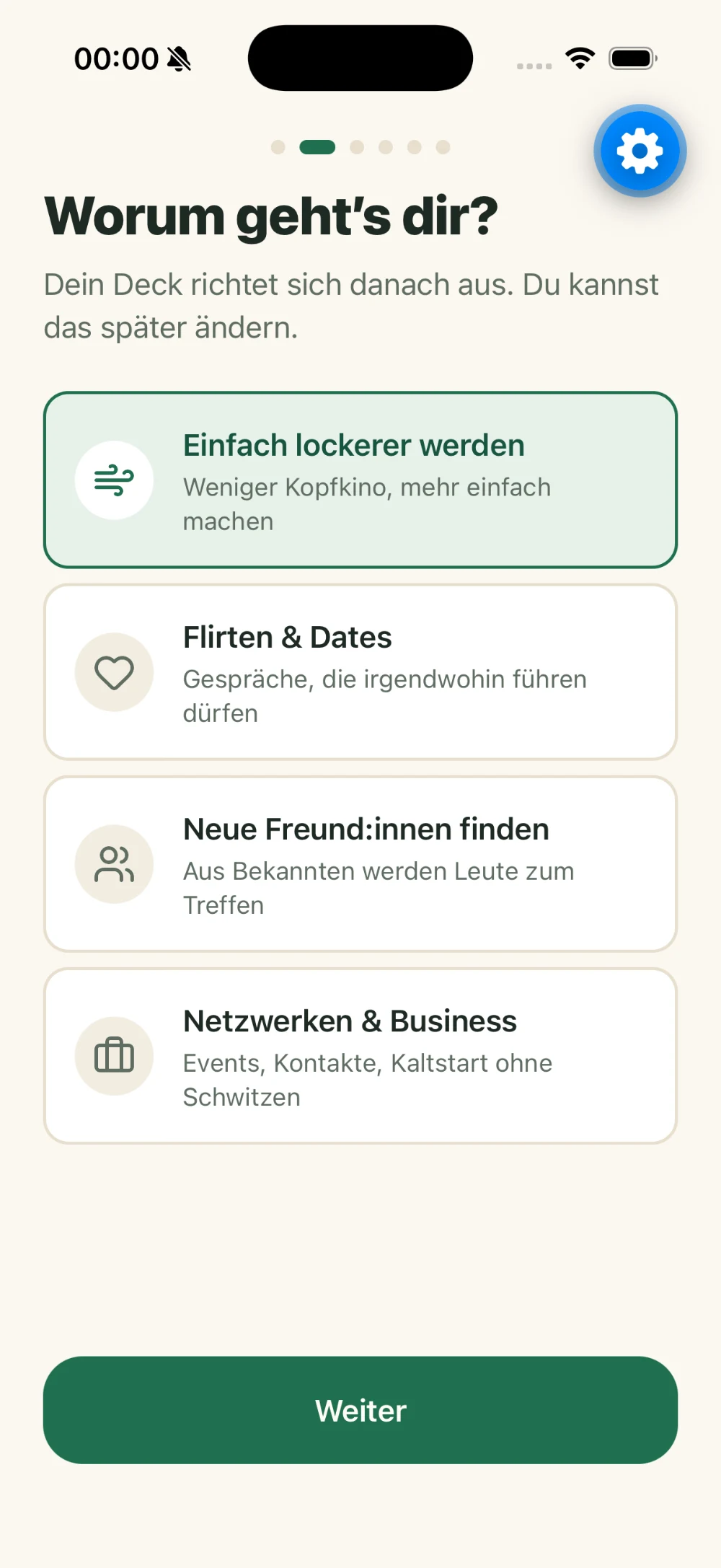 Funke App: Ziel-Auswahl