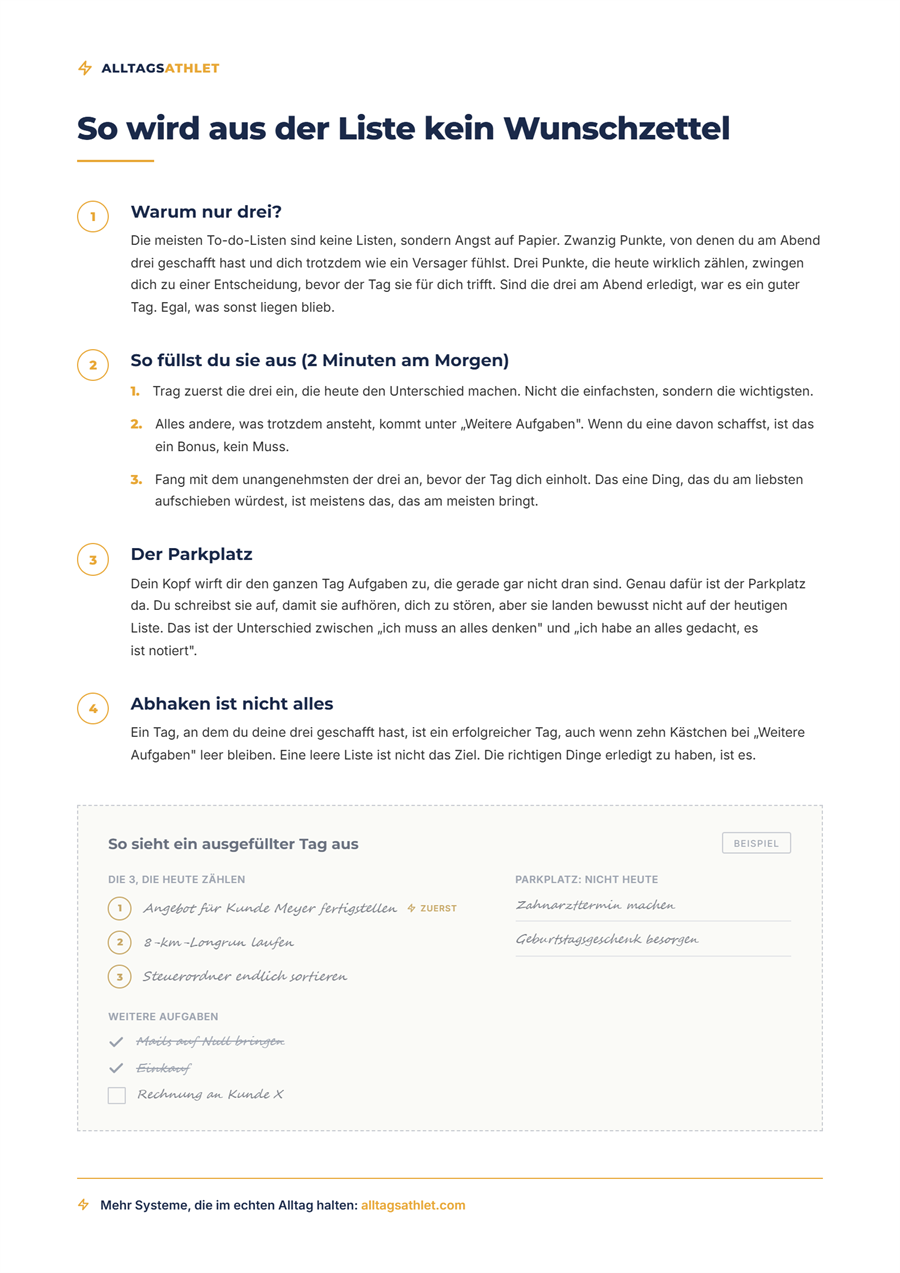 To-do-Liste Vorlage: die Anleitungsseite des PDF