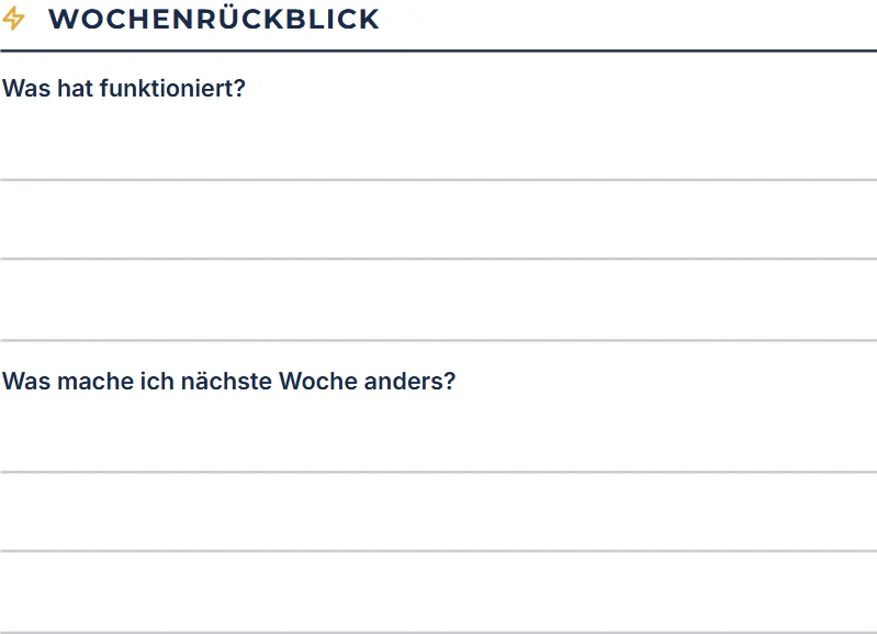 Wochenplan Vorlage: der Wochenrückblick