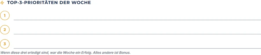 Wochenplan Vorlage: der Top-3-Prioritäten-Block